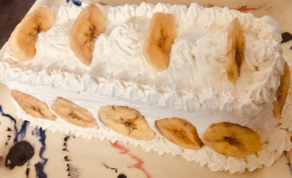 Gâteau à la banane et crème chantilly vanille