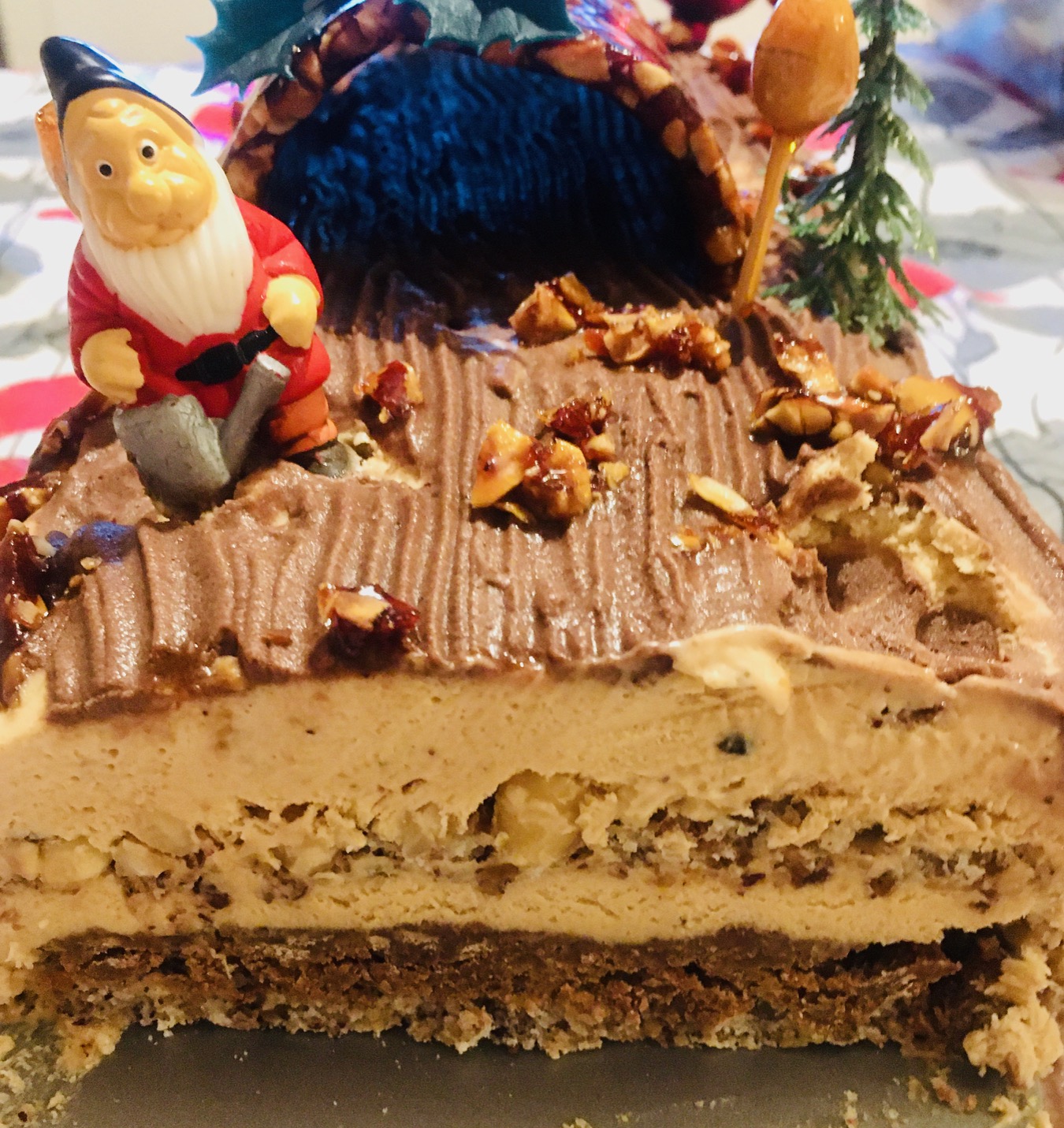 Bûche de Noël à la noisette et feuilletine praliné